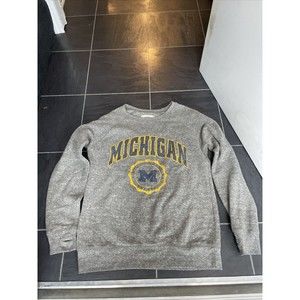 Women's Pressbox Sweatshirt Gray Michigan Wolverines Edith Vintage Small